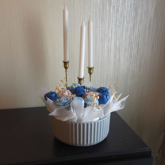 ABAQ Scented Handmade Flower Candles – Plastic Vase, No Wick