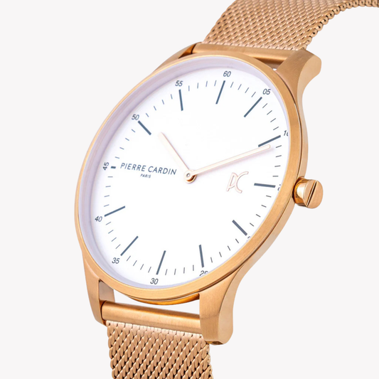 Pierre Cardin Men's Rose Gold Watch, Silver Dial | Cba.4013-1