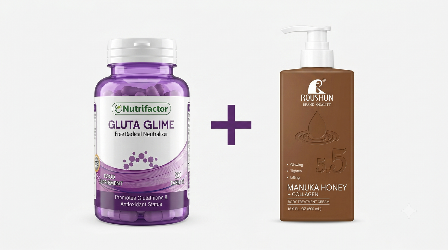 Super Whitening combo : Gluta glime whitening supplement + body lotion treatment honey manuka