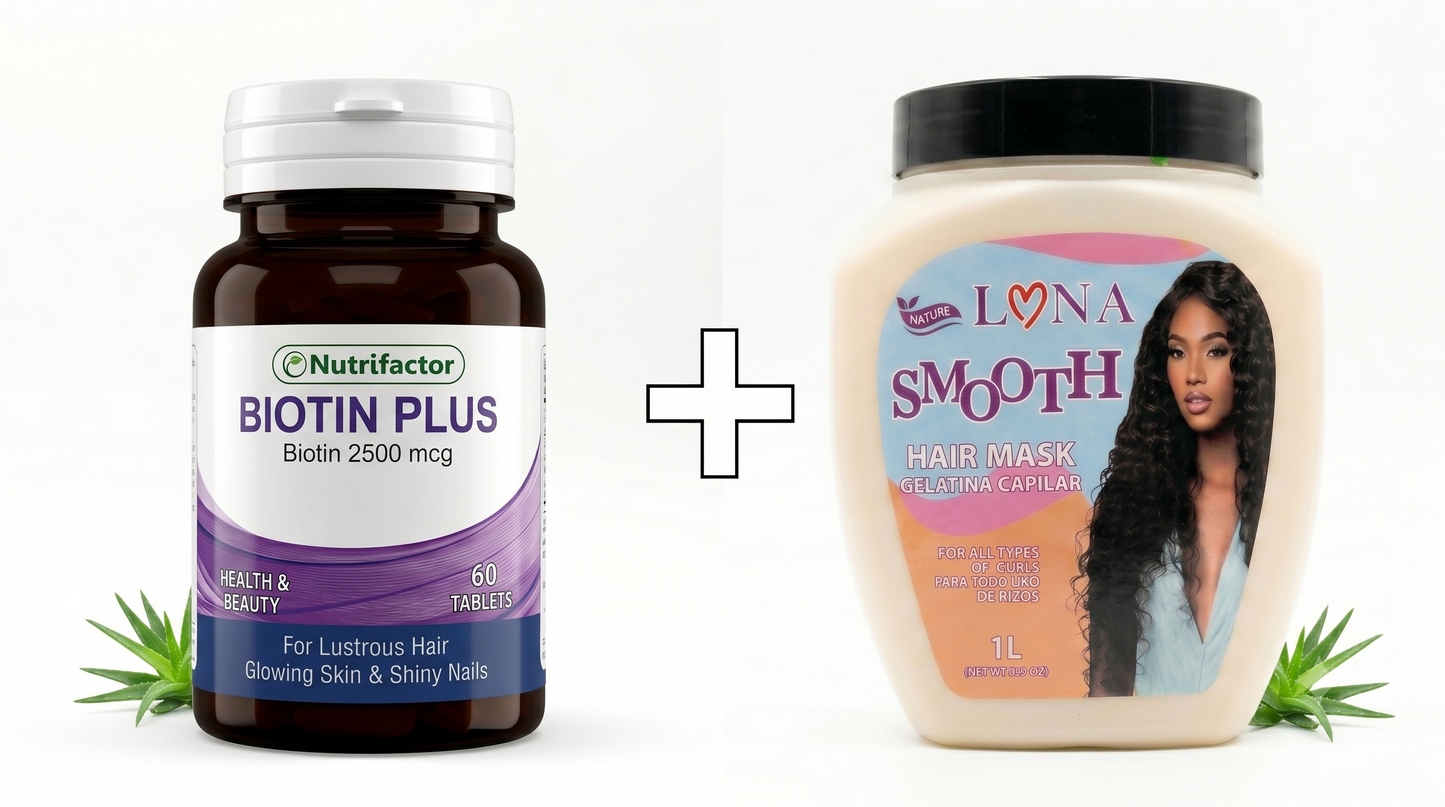 Hair care bomb combo : Biotin plus supplement for hair and nails health + hair smooth mask