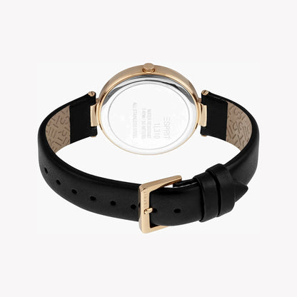 Esprit Women's Black Leather Watch, Silver Dial | Es1l162m0015