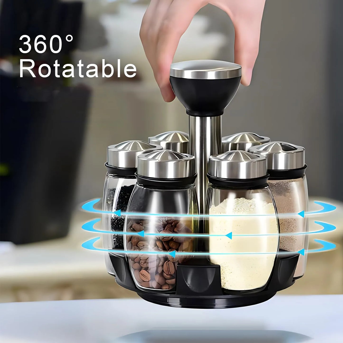 حامل بهارات زجاجي دوار