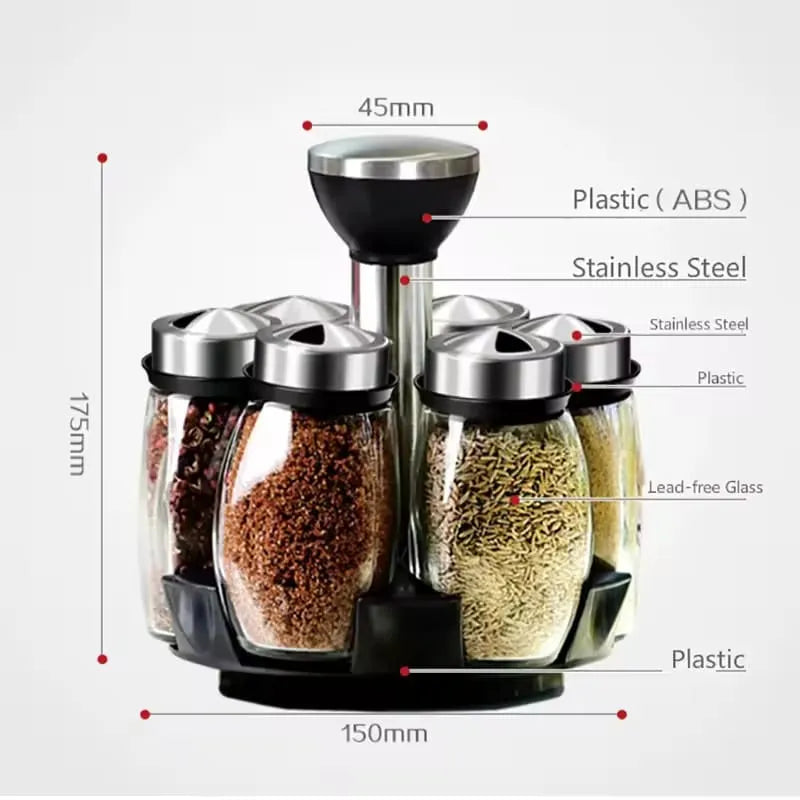 حامل بهارات زجاجي دوار