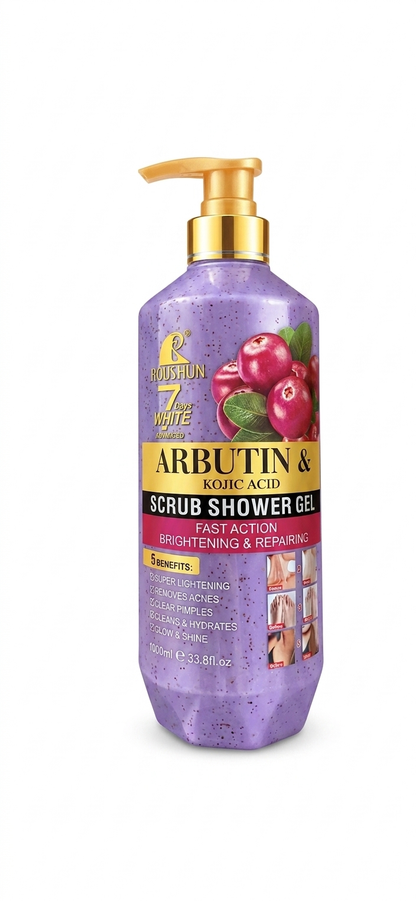 Scrub shower gel arbutin and kojic acid