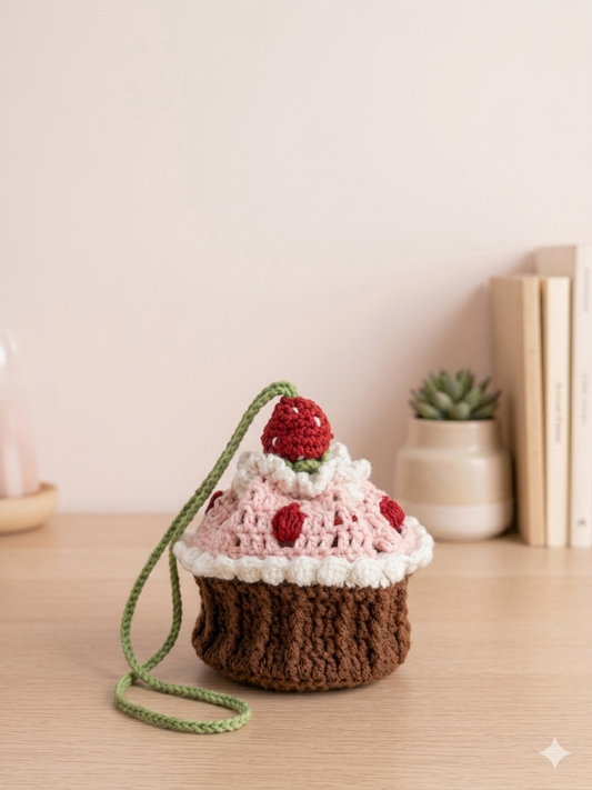 حامل زجاجة كروشيه فراولة وكيك لطيف | Handmade Crochet Bottle Holder – Strawberry & Cupcake Shape
