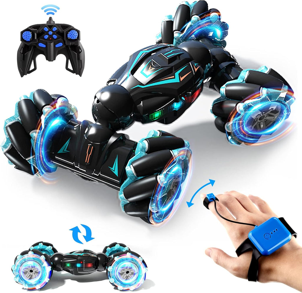4WD Stunt Car with Gesture Sensor, 360° Rotation, Off-Road RC Vehicle with Lights & Music – Remote Control Toy for Kids