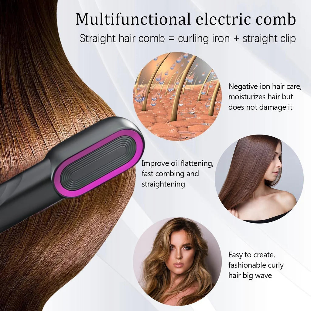 Rechargeable Straight Hair Comb with Ceramic Heating