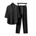 Trendy Men's Loose-Fit Mid Sleeve Two-Piece Set with Ultrathin Pants