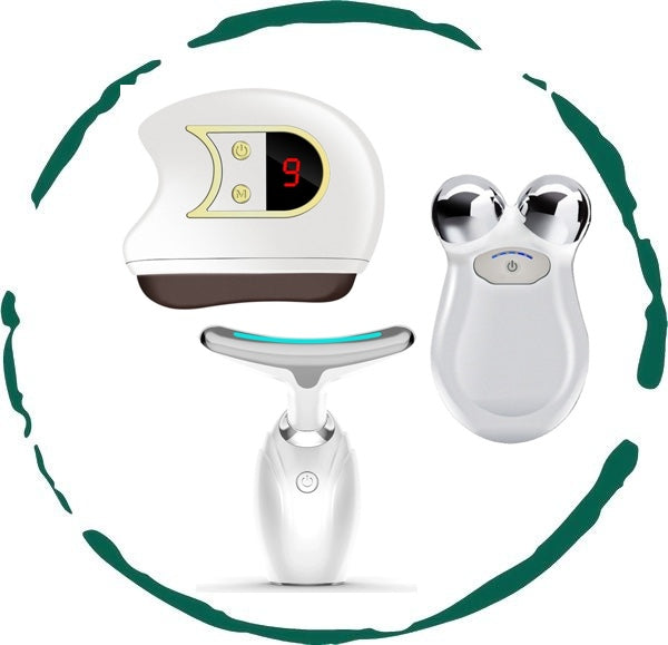 Lift, Sculpt & Glow Toolkit -Set of 3 LED Therapy, Electric Gua Sha & Microcurrent Toning Device for Radiant Skin-0
