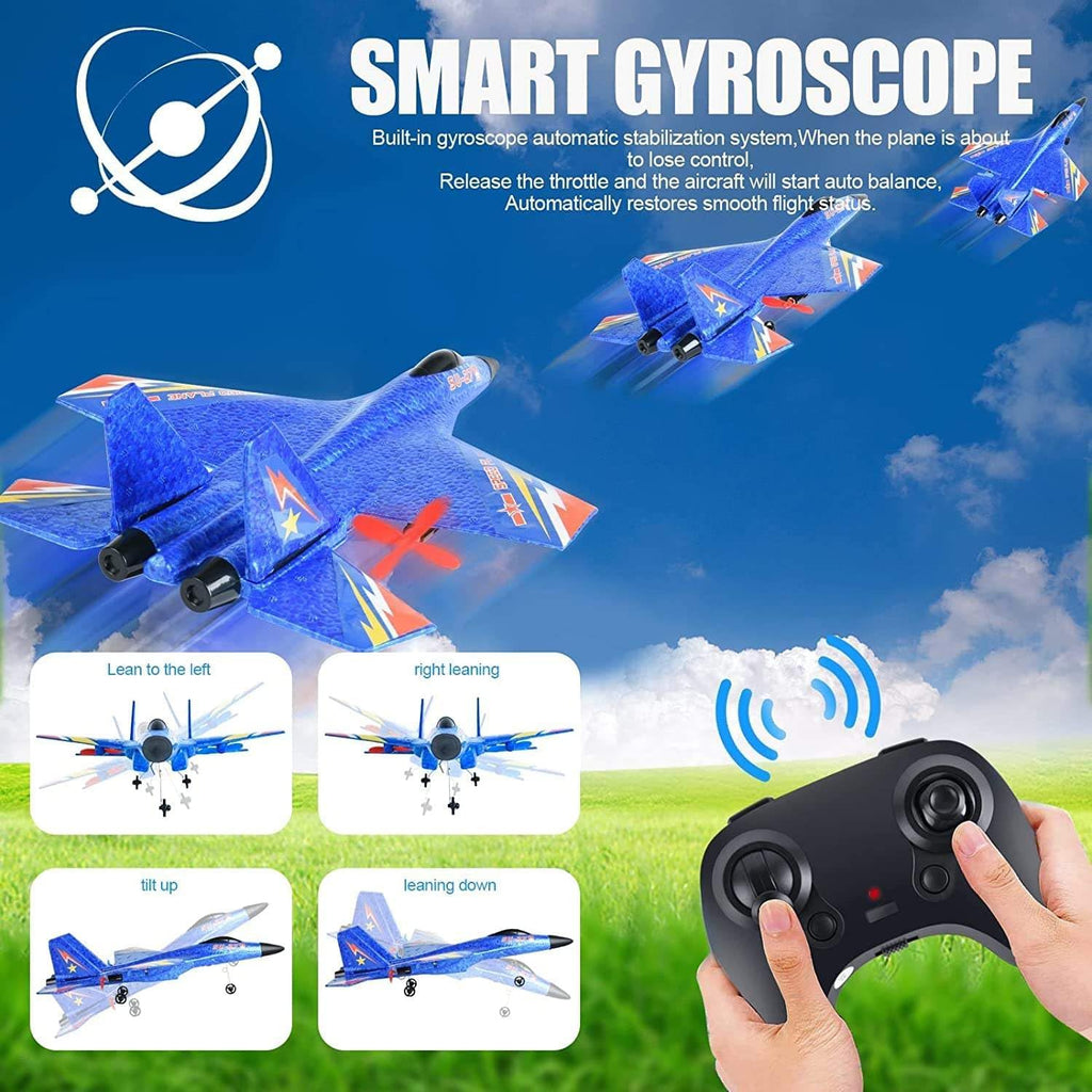 SU-27 RC Airplane – 2.4GHz 2-Channel Remote Control Plane with Gyro, LED Night Lights, and 1 Battery – Easy to Fly for Beginners & Adults