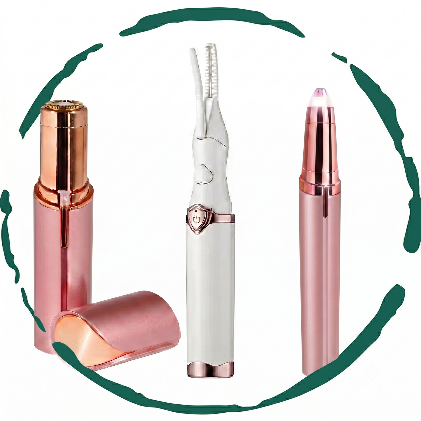 The Effortless Beauty Kit -Facial Hair Remover, Eyebrow Trimmer & Heated Eyelash Curler Set-0