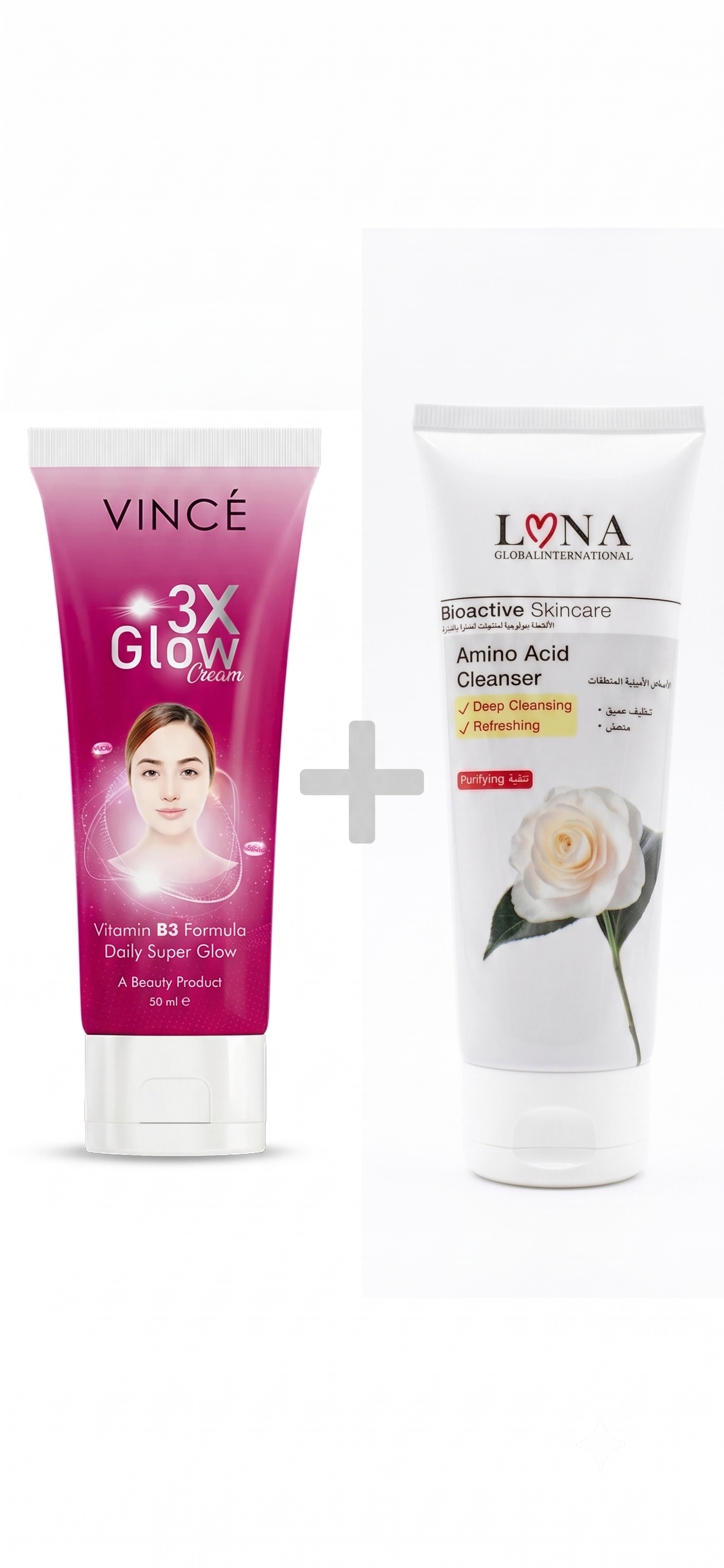 Combo amino acid face cleanser + x3 glow face cream