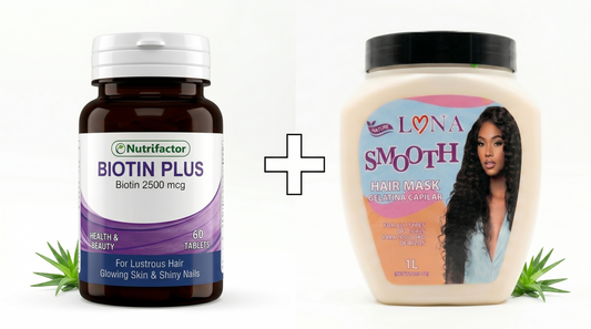 Hair care bomb combo : Biotin plus supplement for hair and nails health + hair smooth mask
