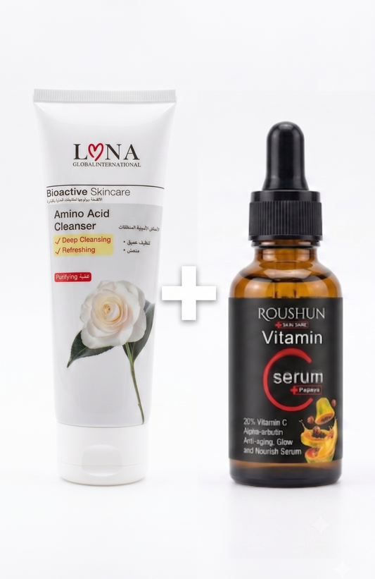 Combo amino acid face cleanser + vitamin C face serum