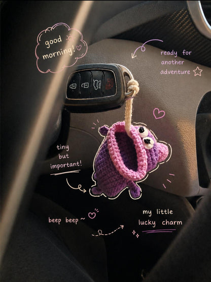 Handmade crochet key protector cute monster keychain