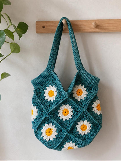 Handmade crochet handbag with flowers cute elegance