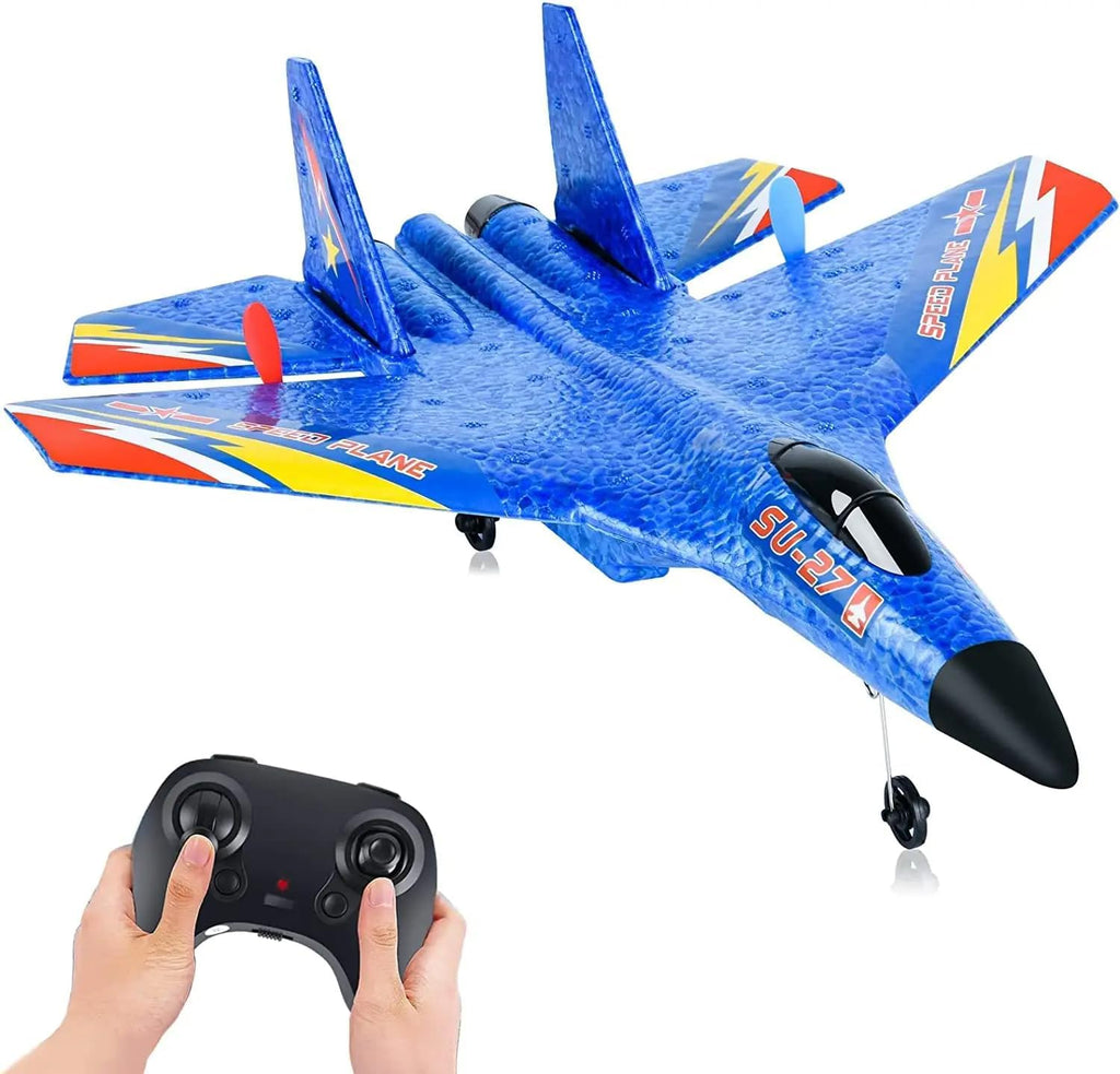 SU-27 RC Airplane – 2.4GHz 2-Channel Remote Control Plane with Gyro, LED Night Lights, and 1 Battery – Easy to Fly for Beginners & Adults
