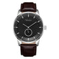 Trnda Men's Stainless Steel Watch, Brown Leather Band | Trn-Ss43b
