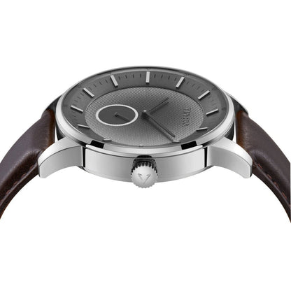 Trnda Men's Stainless Steel Watch, Brown Leather Band | Trn-Ss43b