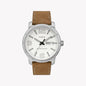 Timex Men's Tan Leather Watch, White Dial | Tw2r64100