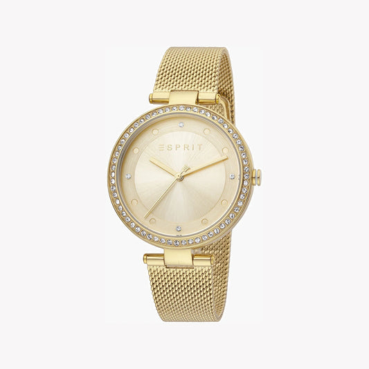 Esprit Women's Gold Stainless Steel Watch, Champagne Dial | Es1l215m0035