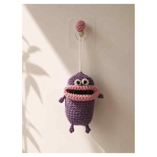 ميدالية مفاتيح كروشيه وحش لطيف مصنوع يدوياً | Handmade Crochet Monster Keychain – Cute Key Protector