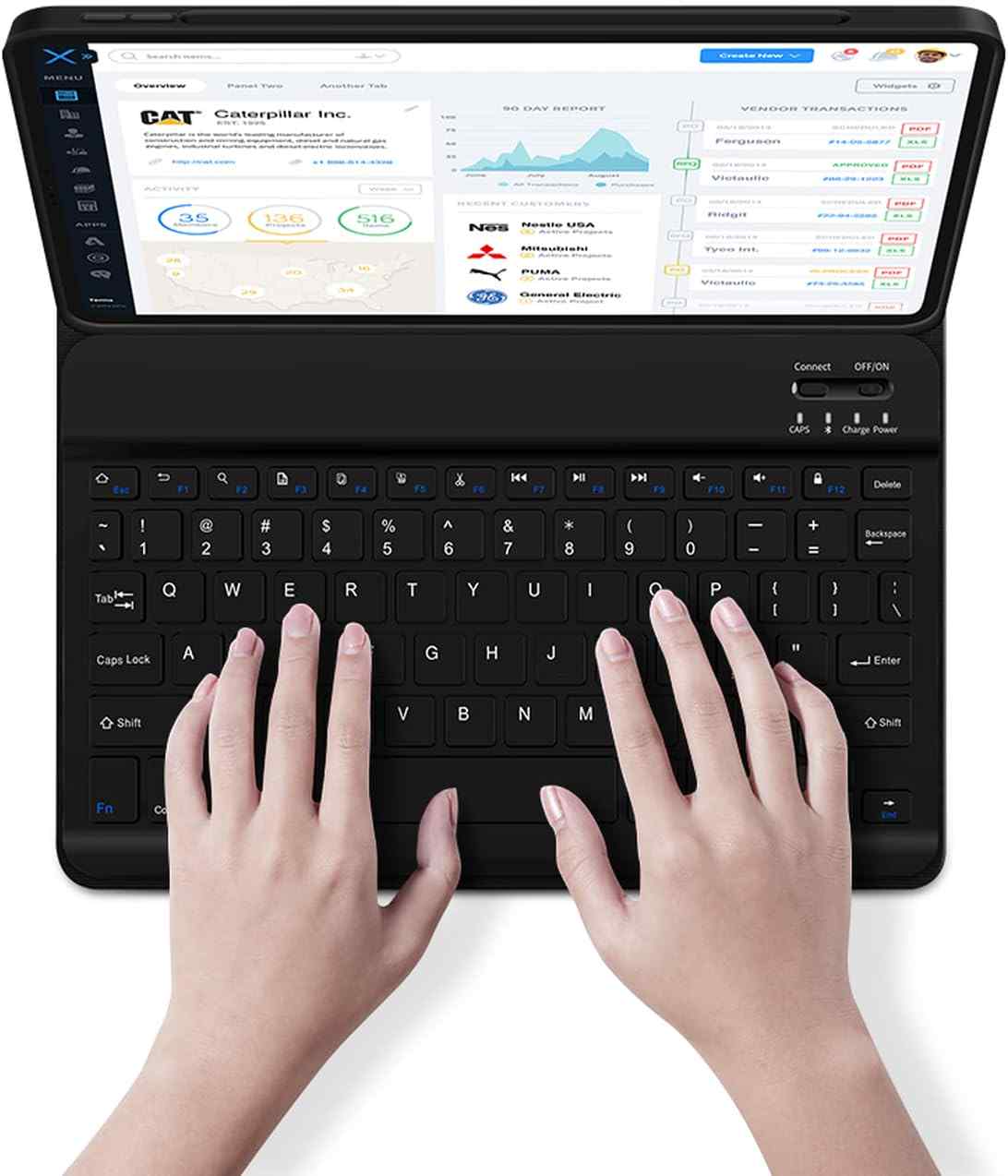 Premium Leather Case with Wireless Keyboard (English/Arabic)