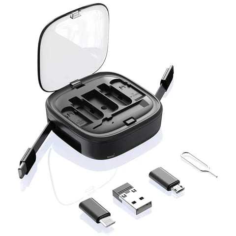 Customized Design 3 in 1 Retractable Charging Cable USB C to USB Adapter OTG Kit with Data Transfer Card Slot Phone Holder
