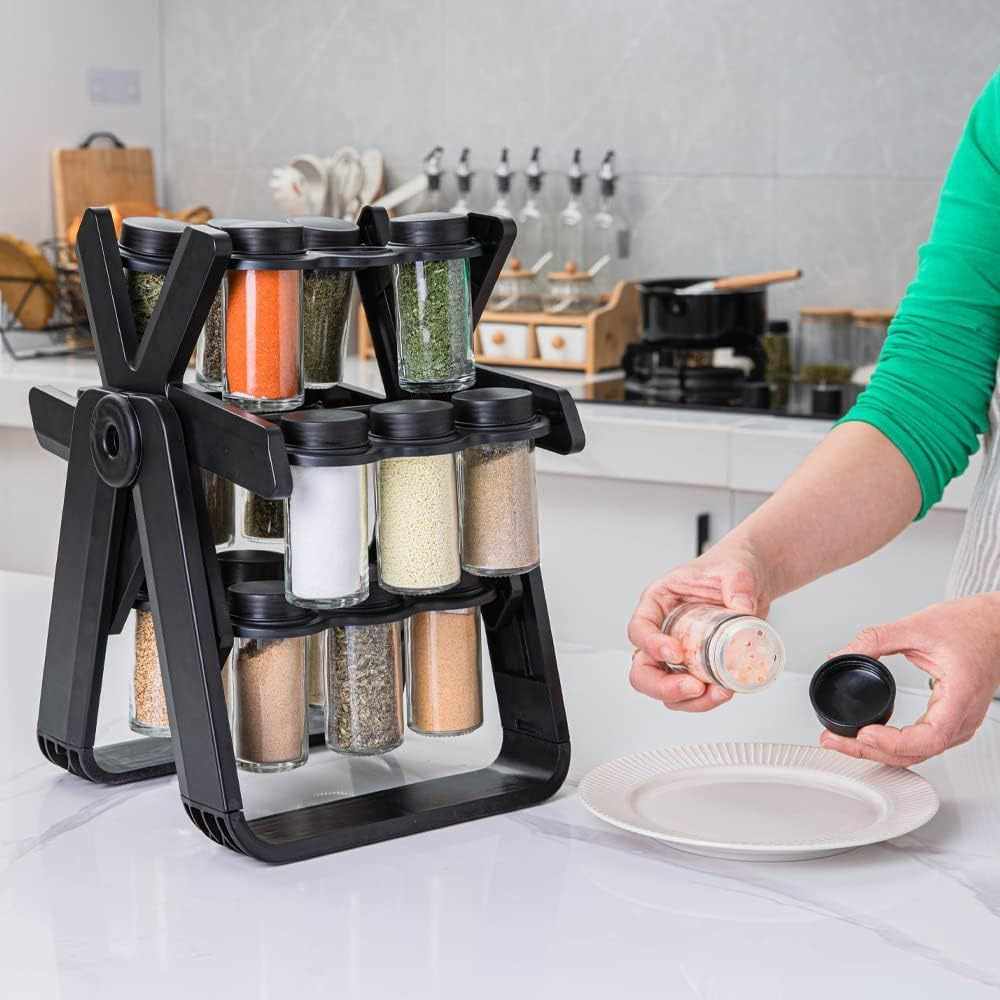 Spice Rack Organizer With 18 Spice Jars