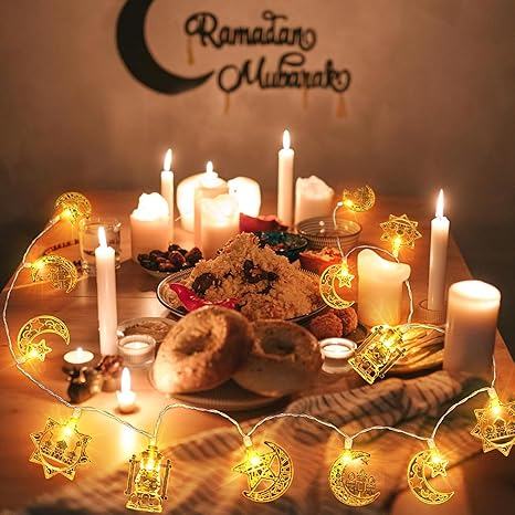 Ramadan Eid Mubarak Decorations String Lights 16.4FT 30 LED Star Moon