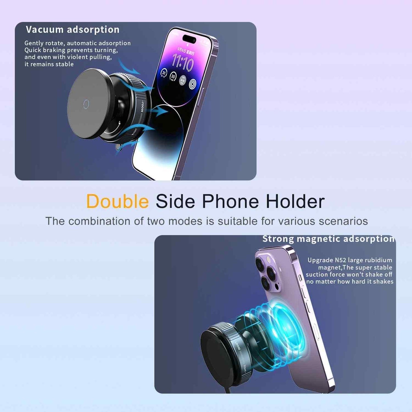 Magnetic Vaccum Car Phone Holder