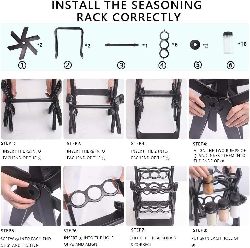 Spice Rack Organizer With 18 Spice Jars