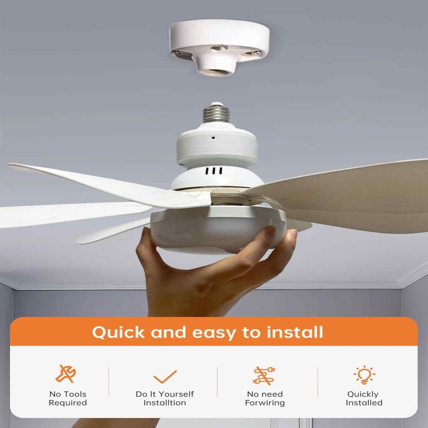 Small Socket Fan Light with Remote Control