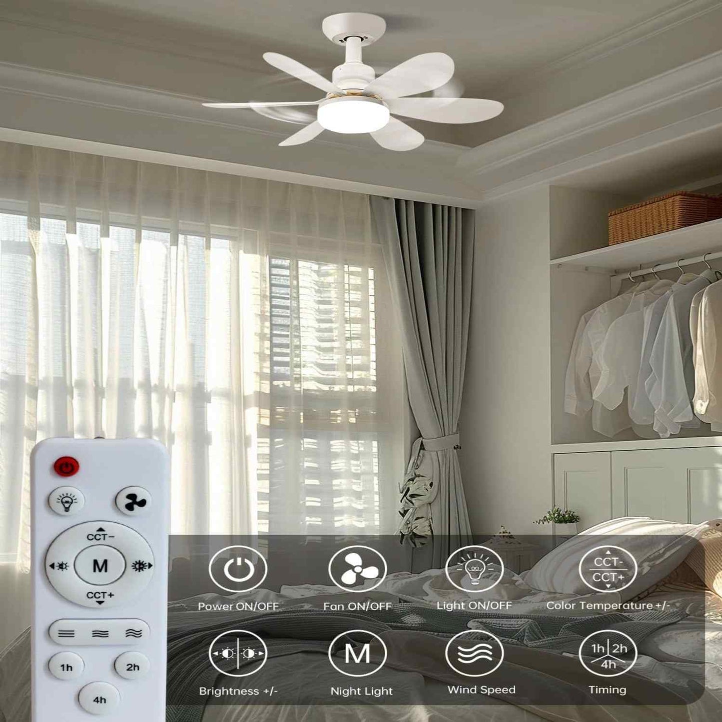 Small Socket Fan Light with Remote Control