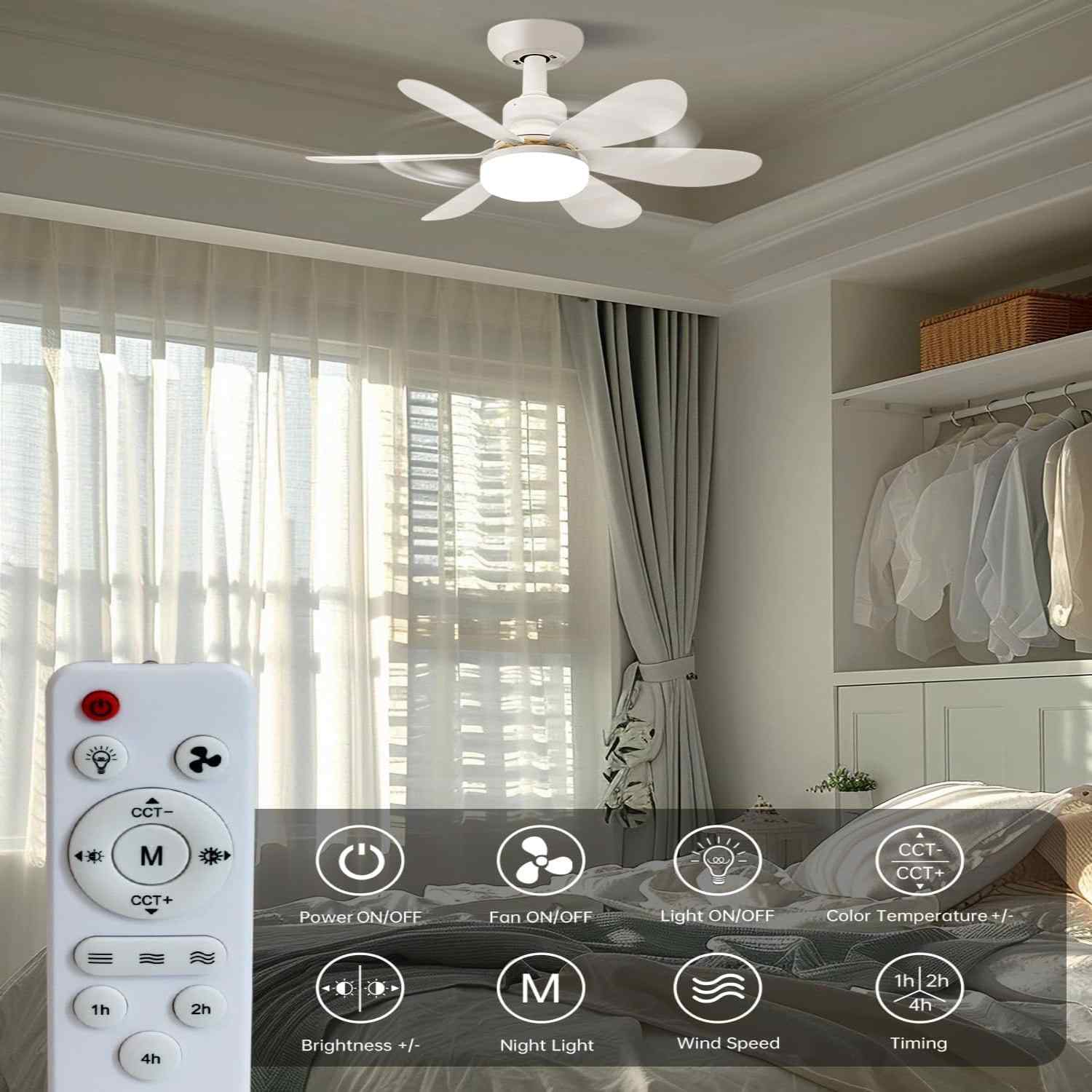 Small Socket Fan Light with Remote Control