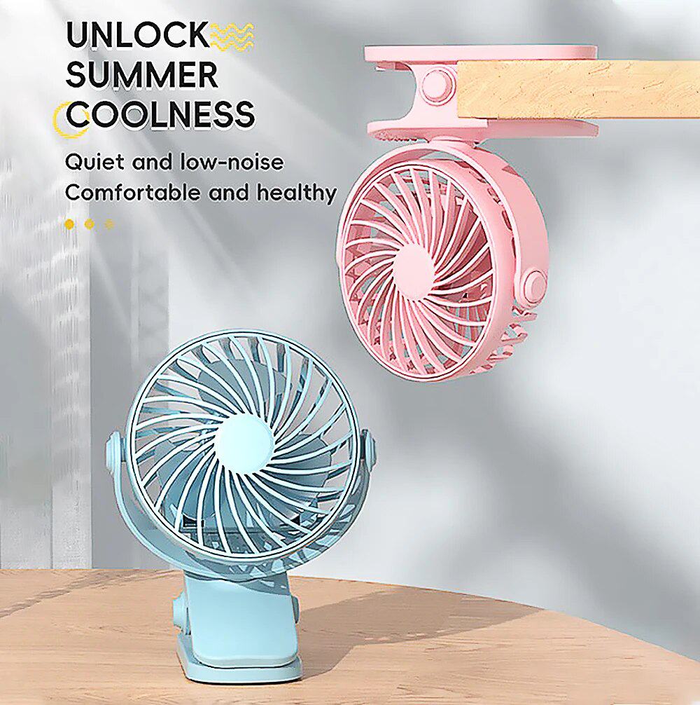 720° Rotatable Clip Fan with Night Light for Easy Portability