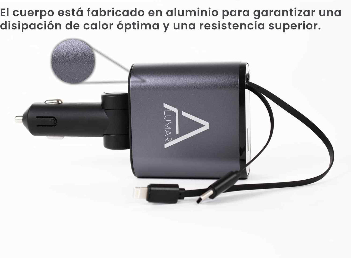 4 Fast Charging Ports with 80cm Retractable Cables