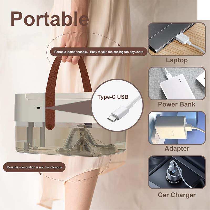3 In 1 Portable Fan Air Conditioner Humidifier Cooling USB Fan