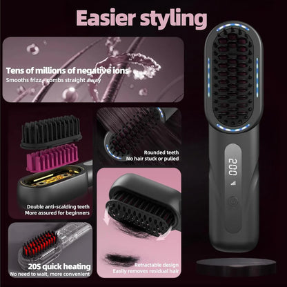 Rechargeable Straight Hair Comb with Ceramic Heating