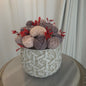 مزهرية إسمنتية فاخرة مع ورد شمع معطر | Luxury Cement Vase with Scented Wax Flowers