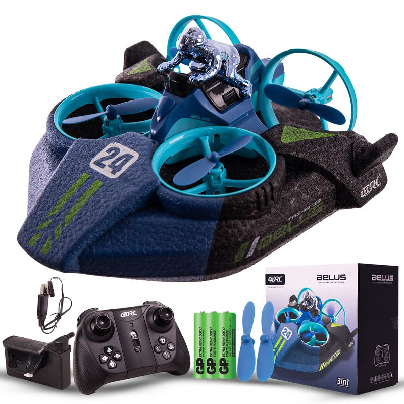 3-in-1 RC Drone demonstrating land, air, and water capabilities
