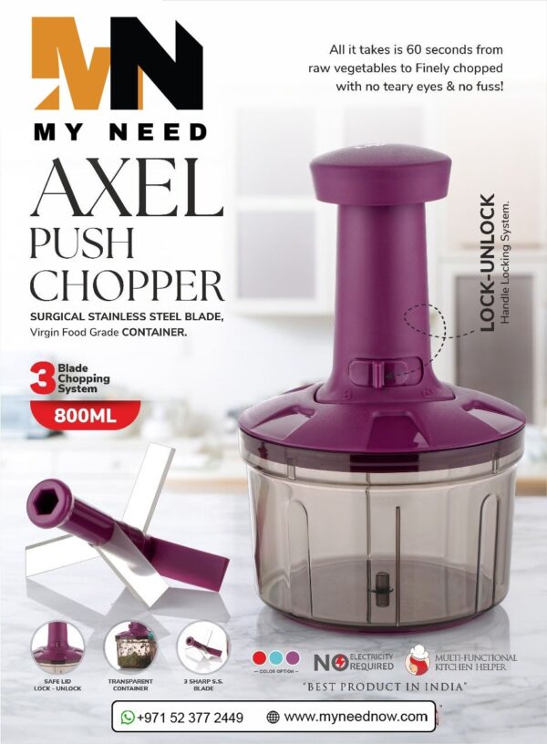 Axel Push Chopper – Stainless Steel Blades for Quick and Safe Chopping