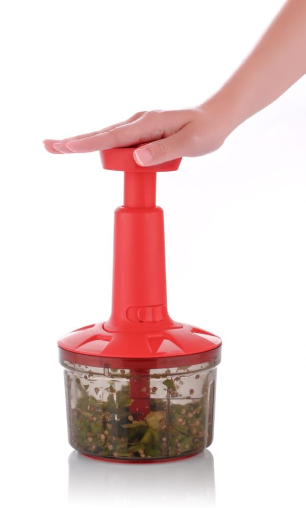 Nova Push Chopper with stainless steel blades and food-grade container