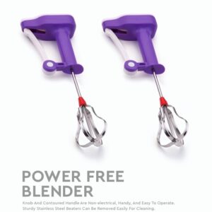 Manual Power Free Blender with rotary handle and stainless steel beaters