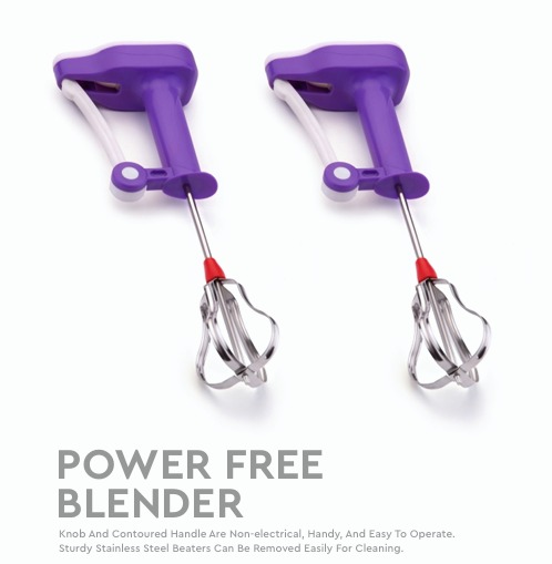 Manual Power Free Blender with rotary handle and stainless steel beaters