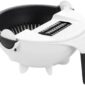 9-in-1 vegetable cutter with 7 blades and strainer bowl for slicing, chopping, and draining fruits, vegetables, and pasta