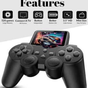 PlayingStation retro handheld console with game on 2.5-inch screen